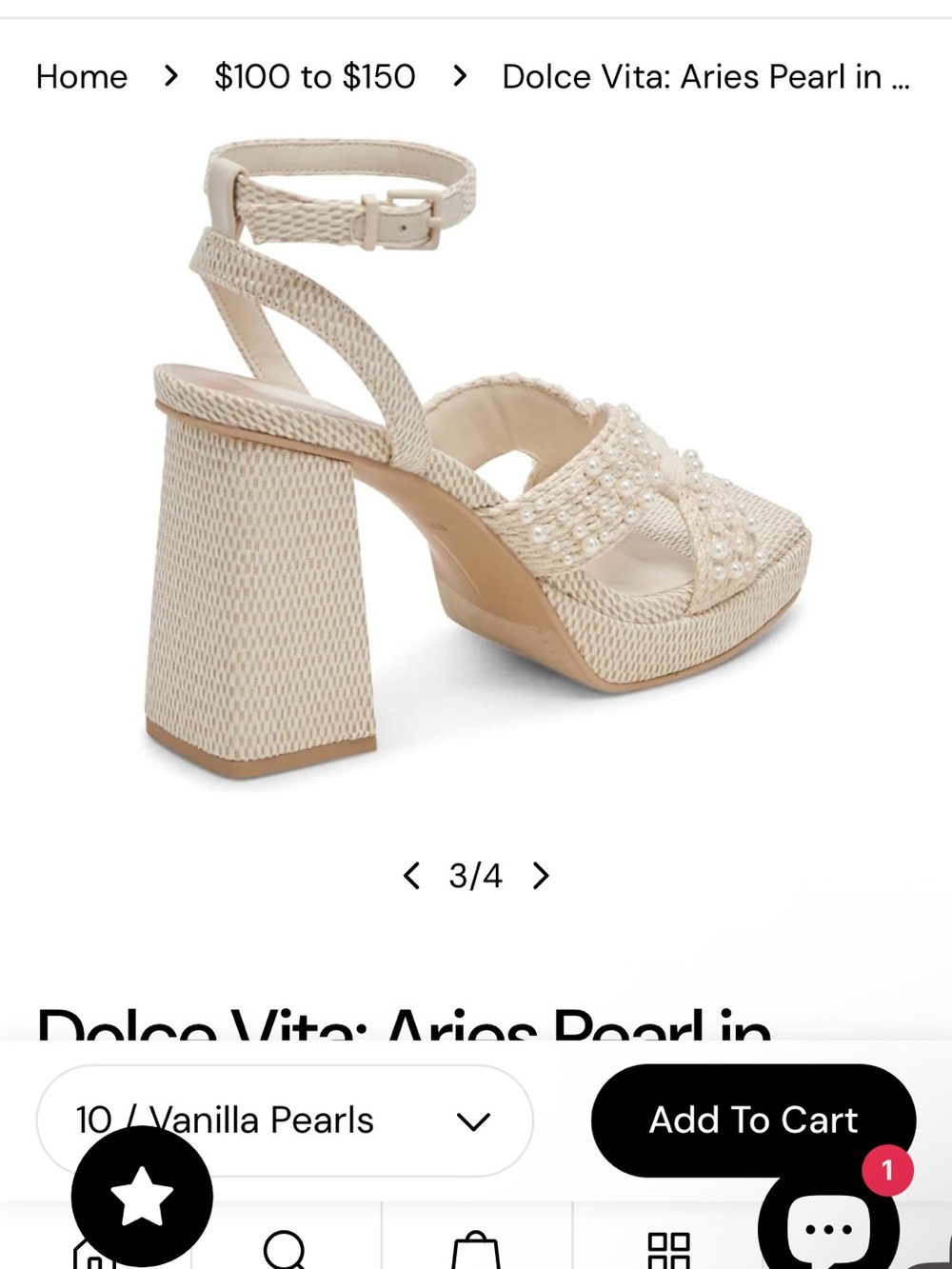 Dolce Vita Aries Pearl-Embellished Block Heel Sandals - Picture 3 of 10